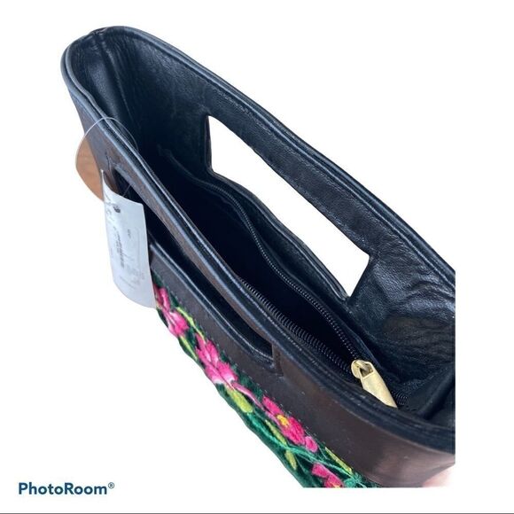 Embroidered Suede And Leather Hand Bag - Picture 7 of 9